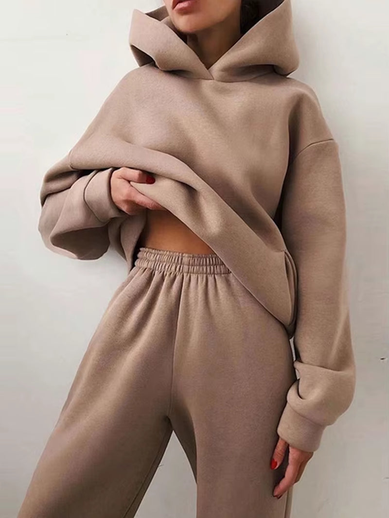 Winter Two Piece Sets Women Tracksuit Suit 2023 Autumn Trouser Suits Female Sweatshirt Solid Sports Hoodie Sportswear