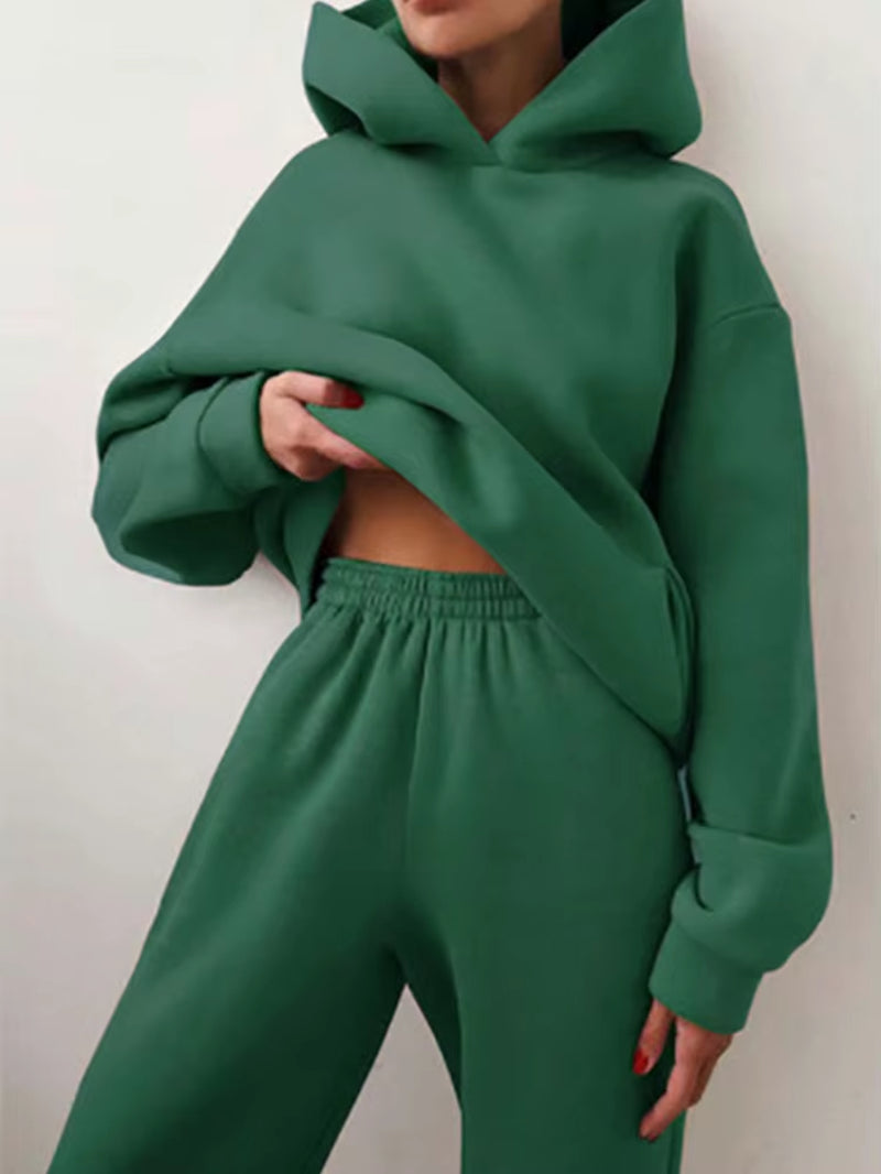 Winter Two Piece Sets Women Tracksuit Suit 2023 Autumn Trouser Suits Female Sweatshirt Solid Sports Hoodie Sportswear