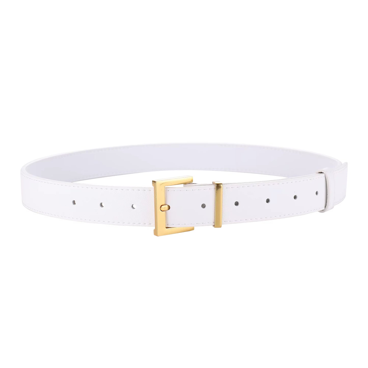 New Luxury Double Genuine Leather Belt for Women Jeans Casual Dress Square Alloy Buckle Ladies Trendy Belts Fashion Waistband