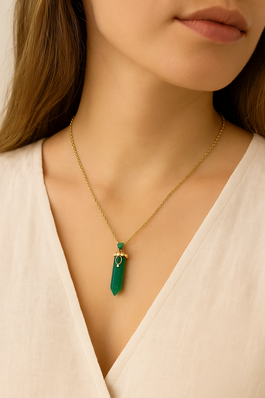 Collier Talisman Aura Verte