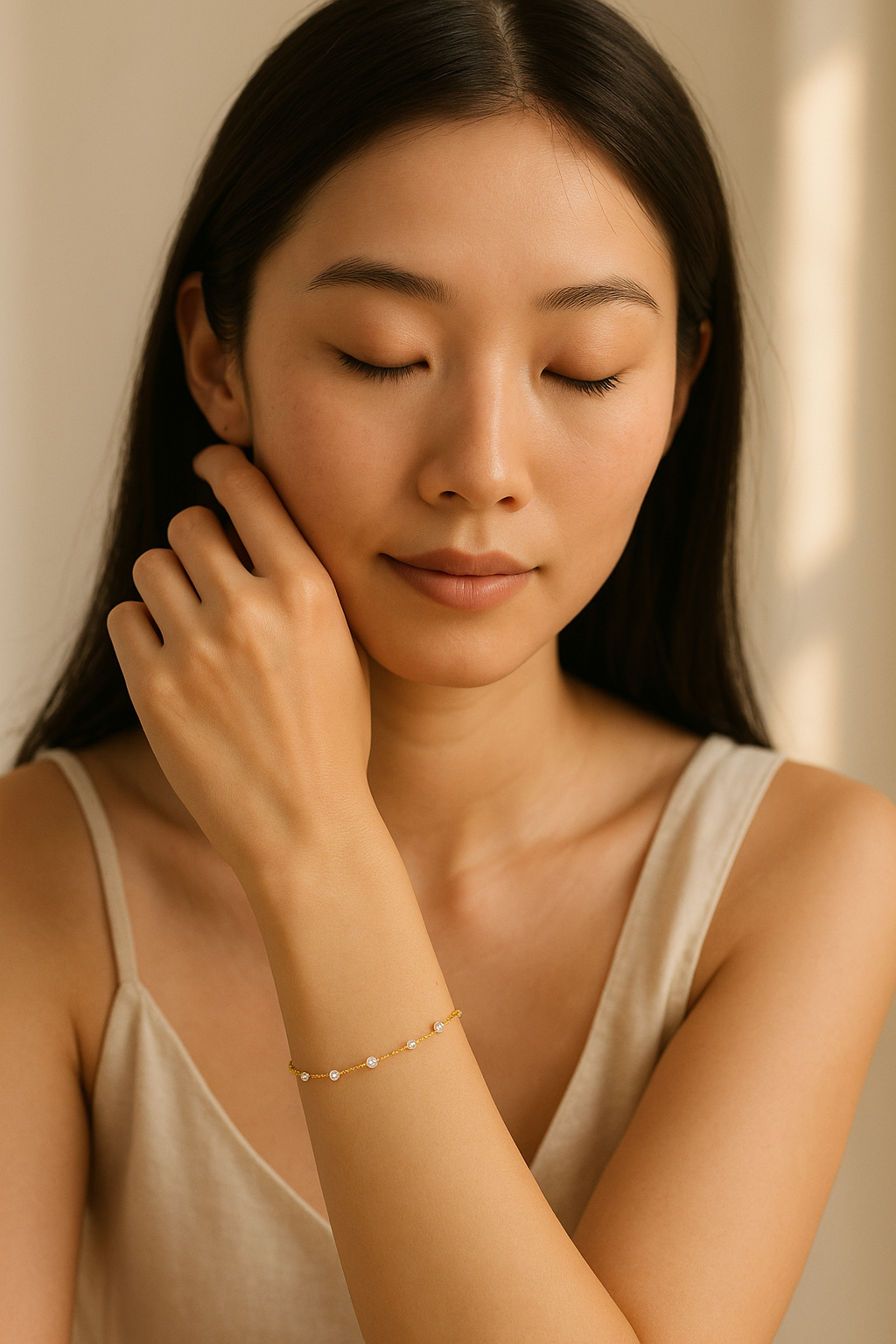Bracelet "Lueur" – Acier doré & strass délicat