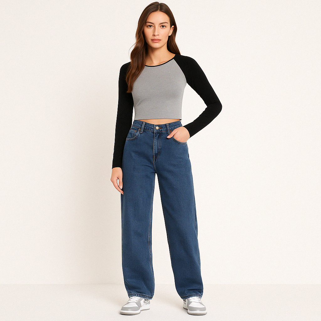 Jean en Denim Taille Haute