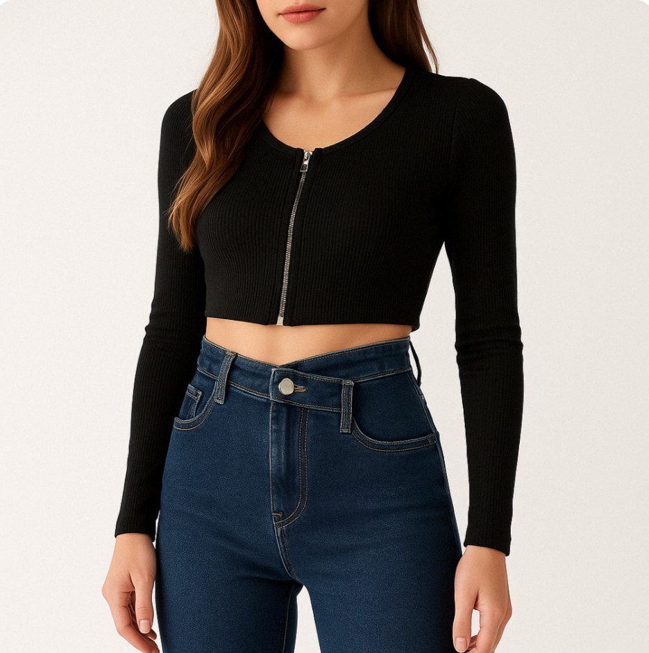 Jean en Denim Taille Haute