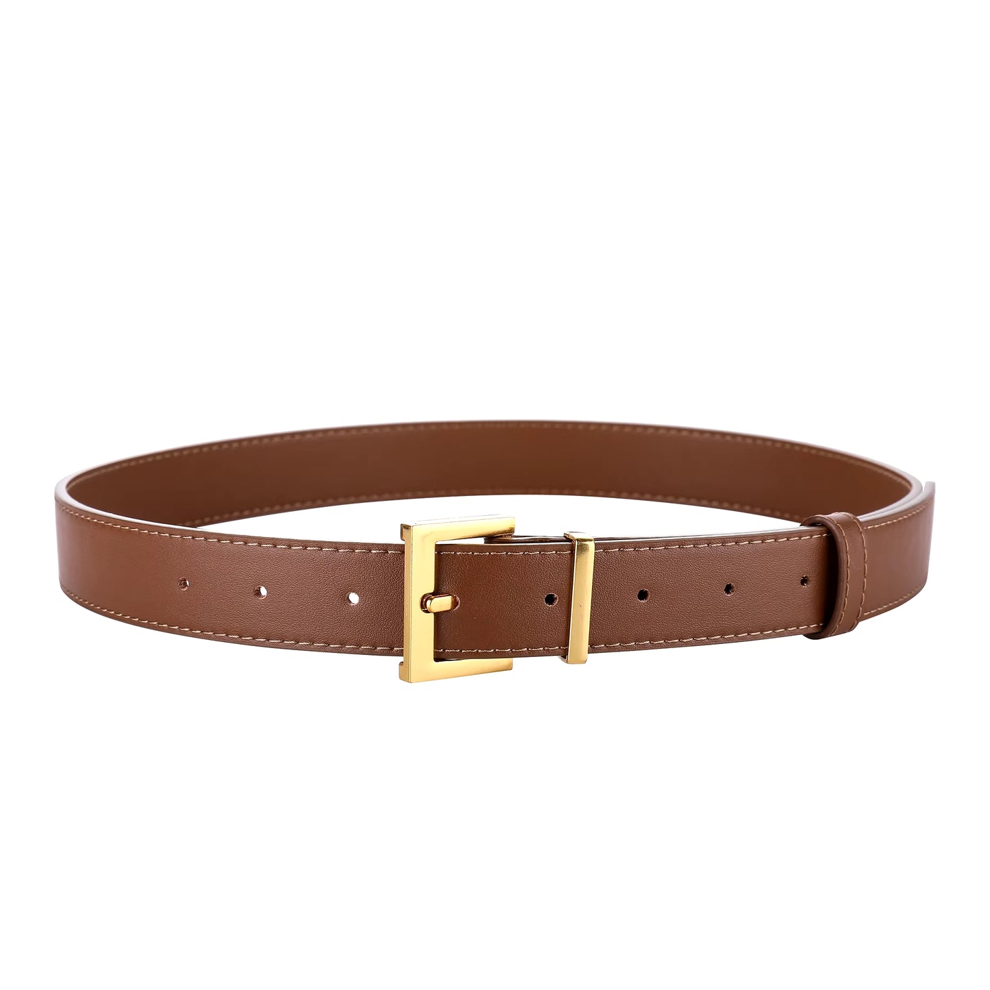 New Luxury Double Genuine Leather Belt for Women Jeans Casual Dress Square Alloy Buckle Ladies Trendy Belts Fashion Waistband