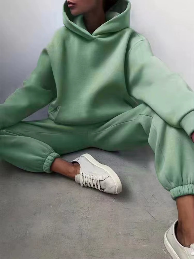 Winter Two Piece Sets Women Tracksuit Suit 2023 Autumn Trouser Suits Female Sweatshirt Solid Sports Hoodie Sportswear