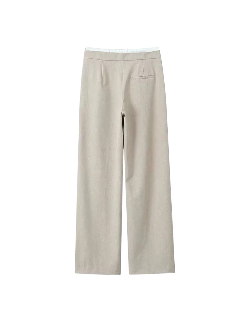 Pantalon à Jambes Larges à Double Ceinture