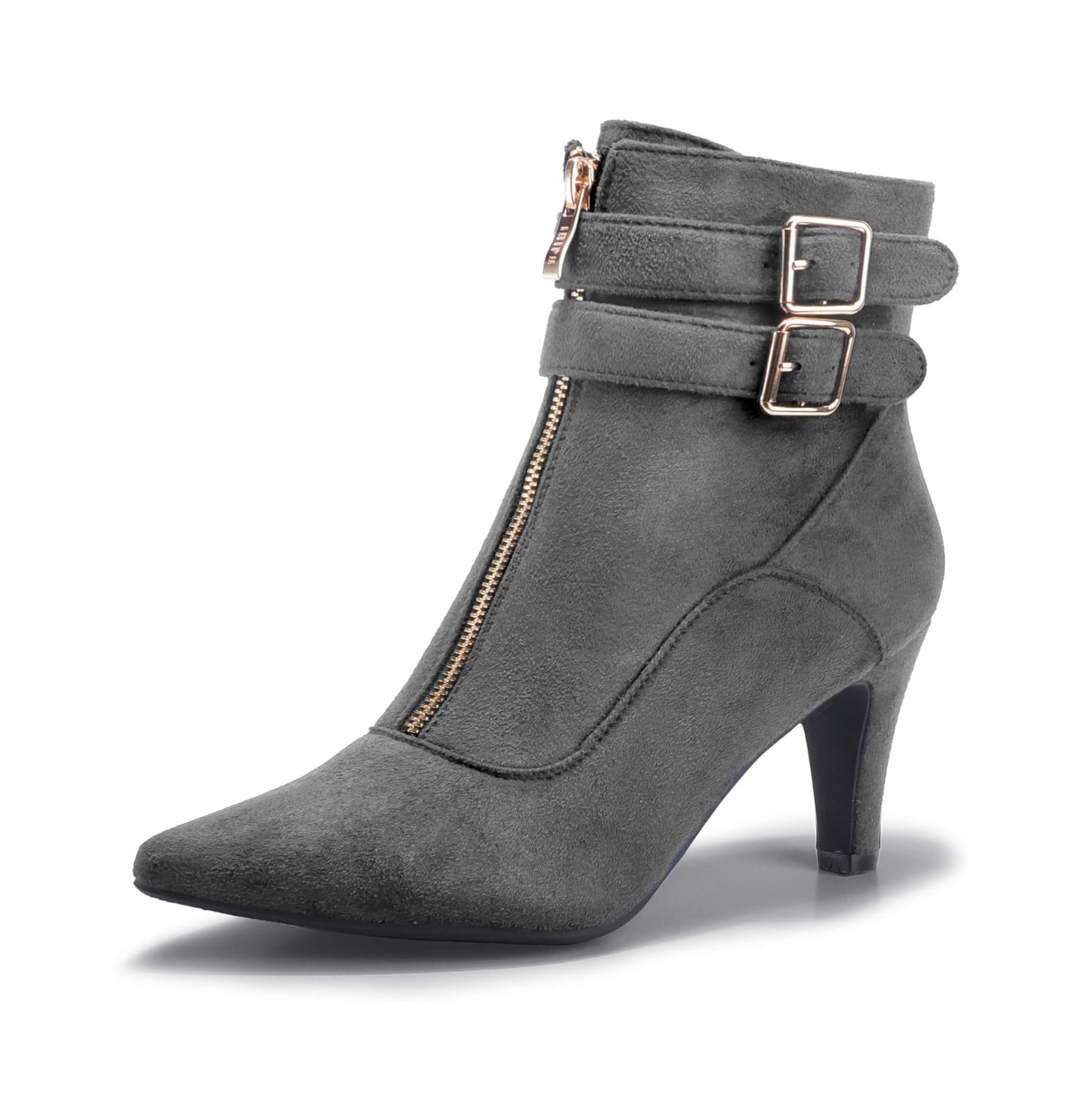 Bottines à boucle et bride, talons avec fermeture éclair