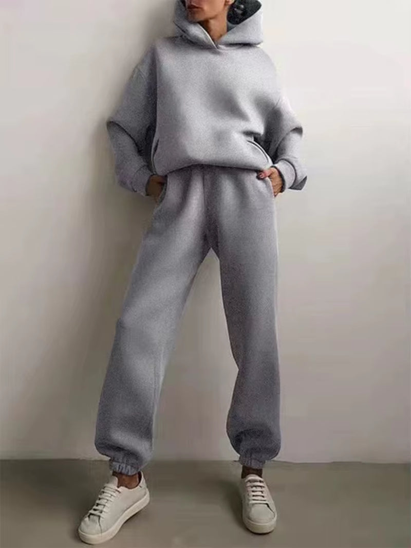 Winter Two Piece Sets Women Tracksuit Suit 2023 Autumn Trouser Suits Female Sweatshirt Solid Sports Hoodie Sportswear