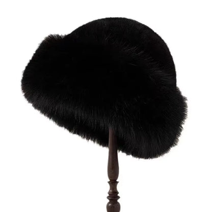 2024 New Women'S Fashion Fur Cap Fur Hat Fur Autumn Winter Hats Mongolian Hat Brimless Plush Fluffy Skiing Riding Warm Caps