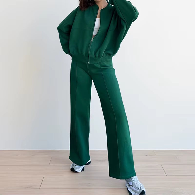 2024 Autumn Winter Women'S Thick Hoodie Coat Drawstring High Waist Loose Casual Pants Set Lined Fleece Woman'S Clothing Street