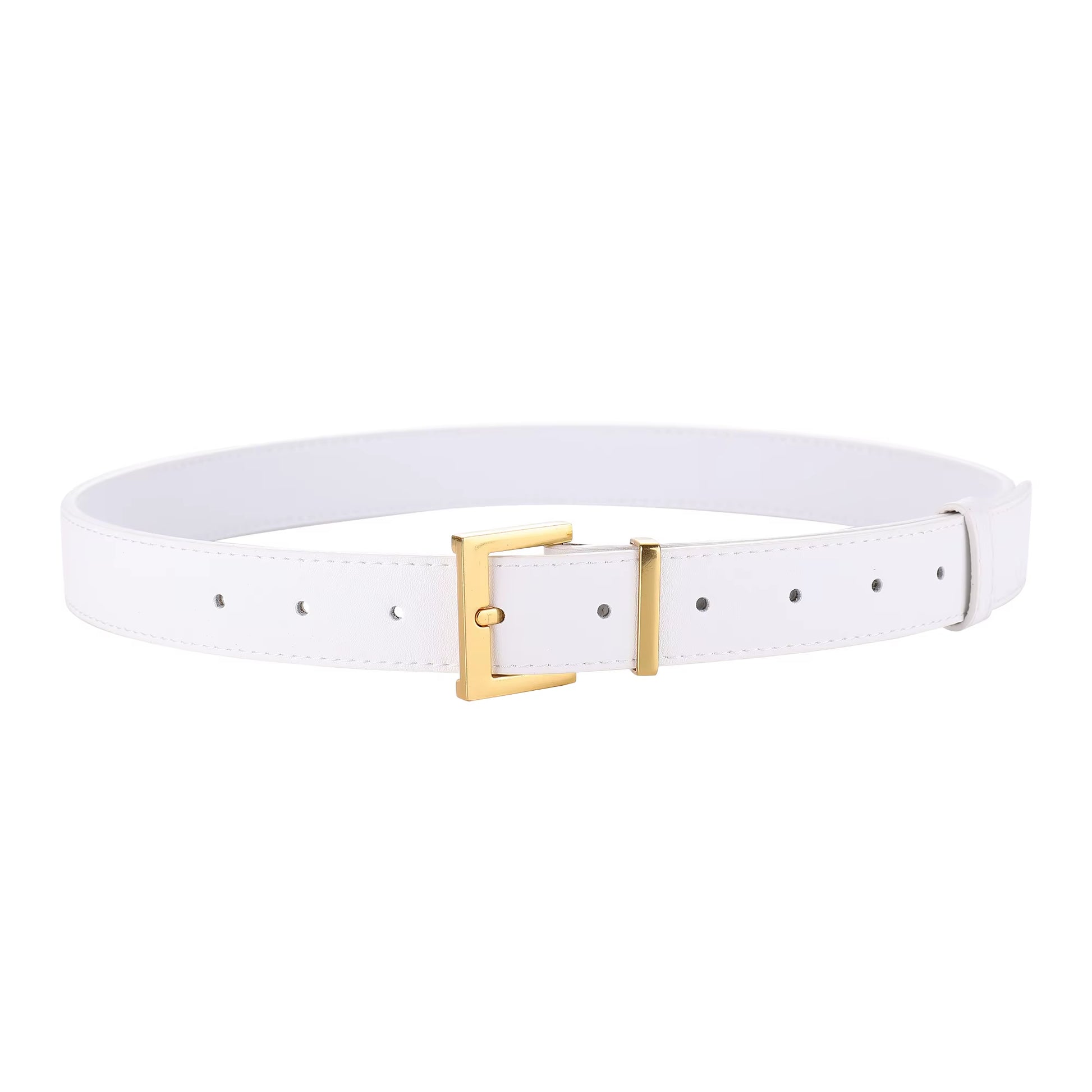 New Luxury Double Genuine Leather Belt for Women Jeans Casual Dress Square Alloy Buckle Ladies Trendy Belts Fashion Waistband