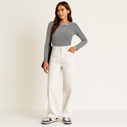 Jean à jambes larges, taille haute