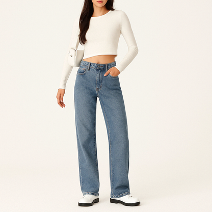 Jean à jambes larges, taille haute