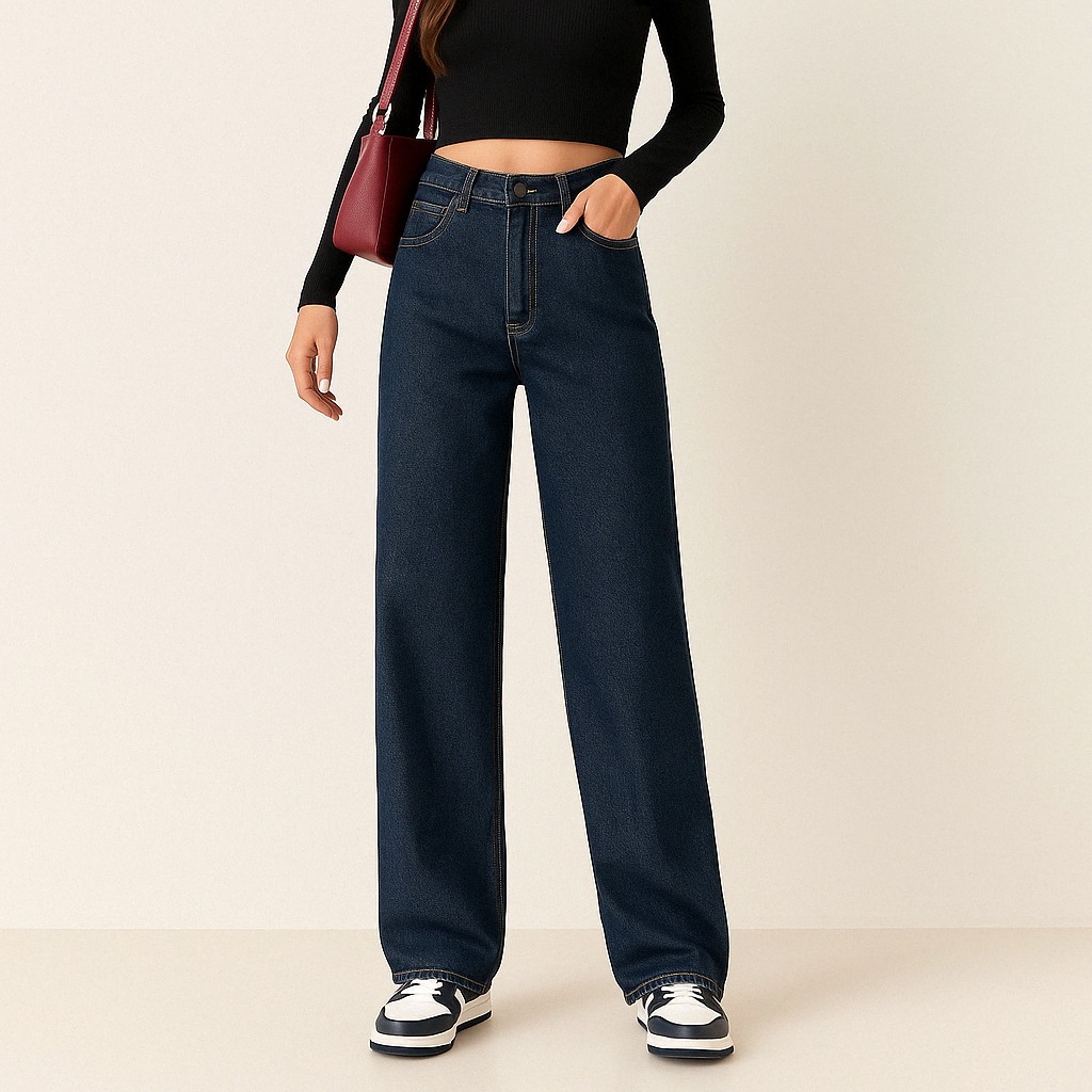 Jean à jambes larges, taille haute