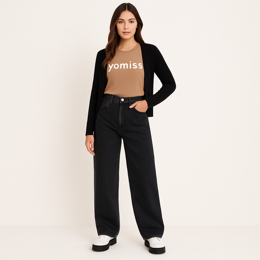 Jean à jambes larges, taille haute