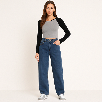 Jean en Denim Taille Haute
