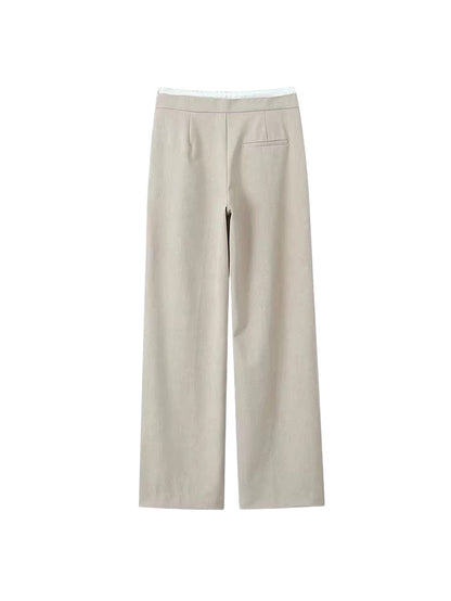 Pantalon à Jambes Larges à Double Ceinture