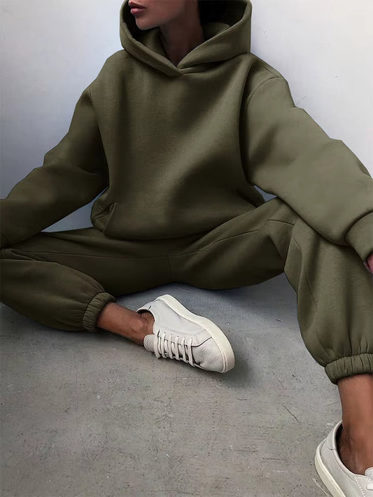 Winter Two Piece Sets Women Tracksuit Suit 2023 Autumn Trouser Suits Female Sweatshirt Solid Sports Hoodie Sportswear