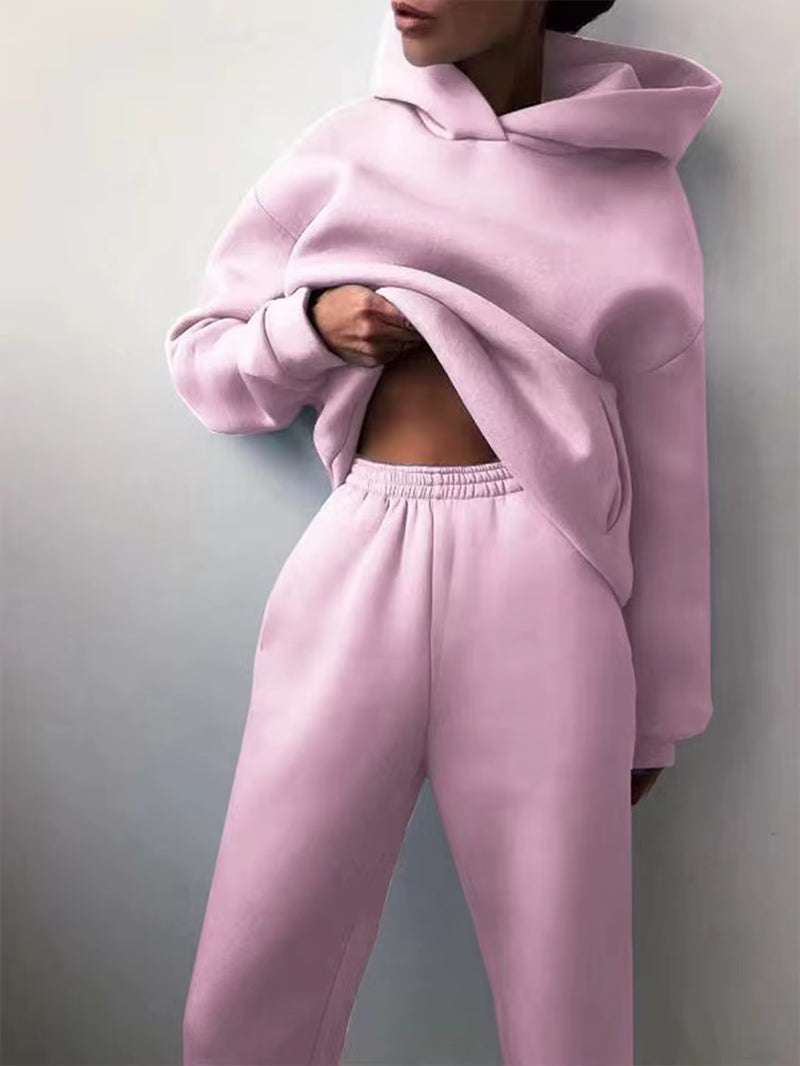 Winter Two Piece Sets Women Tracksuit Suit 2023 Autumn Trouser Suits Female Sweatshirt Solid Sports Hoodie Sportswear